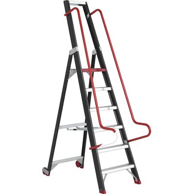 Scala nera Altrex con 6 gradini e piattaforma - Magazzino mobile e scaffali Scala nera Altrex con 6 gradini e piattaforma - Magazzino mobile e scaffali