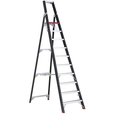 Échelle de sécurité en aluminium Altrex - 10 marches avec plateforme - Noir Échelle de sécurité en aluminium Altrex - 10 marches avec plateforme - Noir