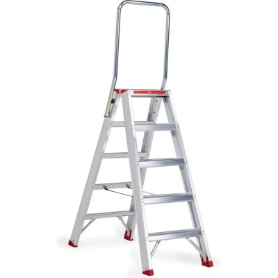 Escabeau Sierra SDO 5 Double - Aluminium - 2 x 5 Marches - Hauteur max. 3,20m - Publicité Escabeau Sierra SDO 5 Double - Aluminium - 2 x 5 Marches - Hauteur max. 3,20m - Publicité