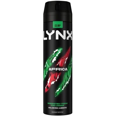Lynx XL Africa Body Spray Deodorant - 6 x 200ml Lynx XL Africa Body Spray Deodorant - 6 x 200ml