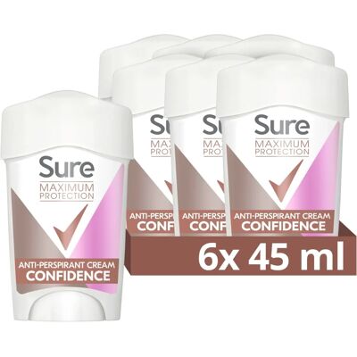 Sure Women Maximum Protection Confidence Anti-Perspirant Cream - 6x 45ml Sure Women Maximum Protection Confidence Anti-Perspirant Cream - 6x 45ml