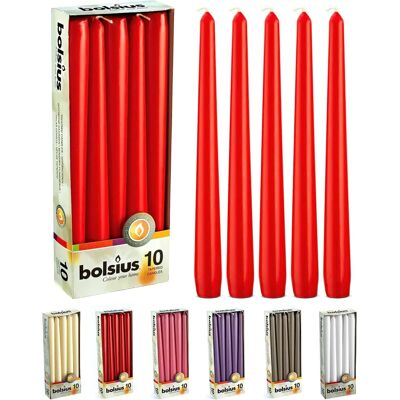 Bolsius 50 Red Non-Drip Tapered Dinner Candles - Candles Bolsius 50 Red Non-Drip Tapered Dinner Candles - Candles