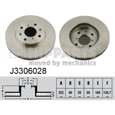 NIPPARTS J3306028 Disque de Frein - Ventilé, 252mm, 20mm d'épaisseur - Publicité NIPPARTS J3306028 Disque de Frein - Ventilé, 252mm, 20mm d'épaisseur - Publicité