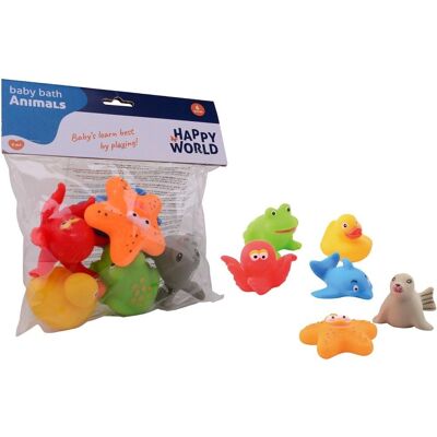 Johntoy Happy World Badspeeltjes - 6-delig, Multi kleuren Johntoy Happy World Badspeeltjes - 6-delig, Multi kleuren
