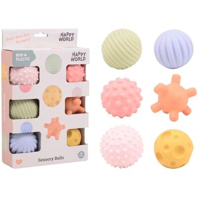 Johntoy Happy World Bio Sensorische Ballen - Speelballen voor baby's Johntoy Happy World Bio Sensorische Ballen - Speelballen voor baby's