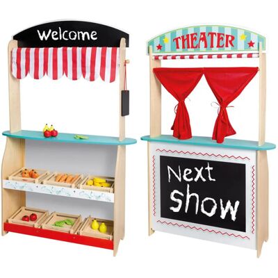 Jouéco Theater und Shop mit Zubehör - Holz 2-in-1 Jouéco Theater und Shop mit Zubehör - Holz 2-in-1