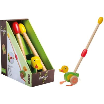 Jouéco Zabawka na jeździe - Kolorowa drewniana kaczka - 12m+ Jouéco Zabawka na jeździe - Kolorowa drewniana kaczka - 12m+