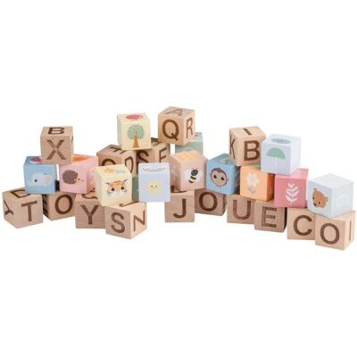 Jouéco The Wildies Family Alphabet Blocks con Borsa - Legno 30 pz Jouéco The Wildies Family Alphabet Blocks con Borsa - Legno 30 pz
