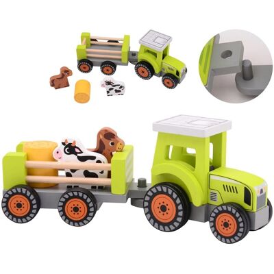 Joueco Houten Tractor in Verschillende Kleuren met Accessoires - Tractor Joueco Houten Tractor in Verschillende Kleuren met Accessoires - Tractor