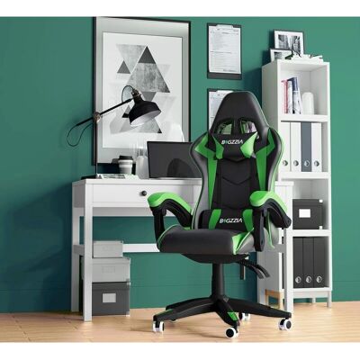 BIGZZIA - Bigzza Game Chair - Noir - Vert - Chaise de jeu - Publicité BIGZZIA - Bigzza Game Chair - Noir - Vert - Chaise de jeu - Publicité