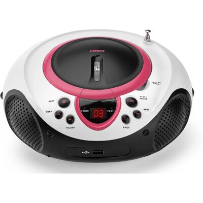 Lenco SCD-38 Pink Portable Radio with CD/USB/FM Lenco SCD-38 Pink Portable Radio with CD/USB/FM