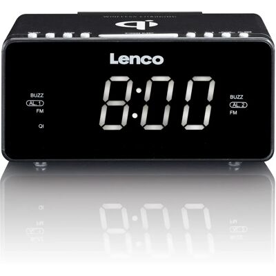 Lenco CR-550 Relógio Despertador - FM, Carregamento Sem Fio, Duplo Alarme Lenco CR-550 Relógio Despertador - FM, Carregamento Sem Fio, Duplo Alarme