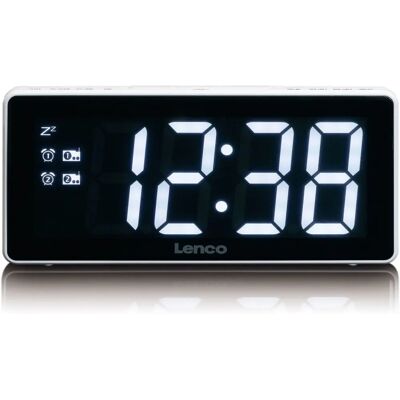 Lenco CR-30 Wit Klokradio - Radio, Alarm, LED-scherm Lenco CR-30 Wit Klokradio - Radio, Alarm, LED-scherm