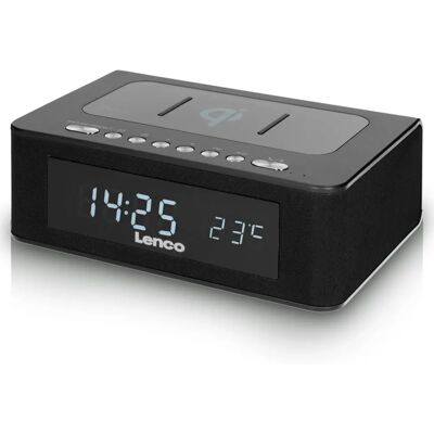 Lenco CR-580 Funkwecker mit Bluetooth FM und Qi-Ladung - Schwarz Lenco CR-580 Funkwecker mit Bluetooth FM und Qi-Ladung - Schwarz