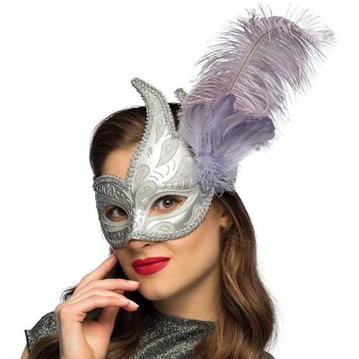 Boland Lupo Silver Fjäder Venedig Mask - Mask Boland Lupo Silver Fjäder Venedig Mask - Mask