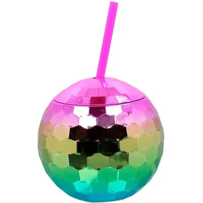 Générique GOBELET BOULE DISCO AVEC PAILLE - disco ball cup - Publicité Générique GOBELET BOULE DISCO AVEC PAILLE - disco ball cup - Publicité
