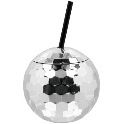 Boland Disco Ball Cup with Straw Silver - Drinkware Boland Disco Ball Cup with Straw Silver - Drinkware