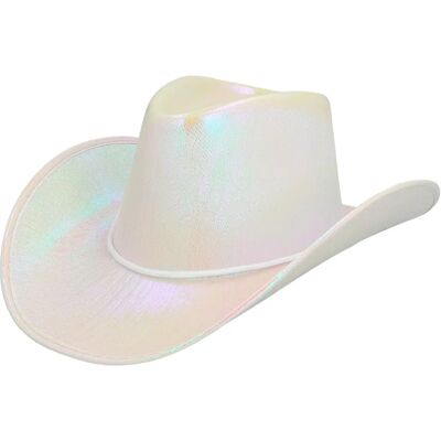 My Other Me Witte Iriserende Volwassen Cowboyhoed - Hoed My Other Me Witte Iriserende Volwassen Cowboyhoed - Hoed