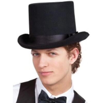 Chapeau haut de forme noir avec nœud - Accessoire de déguisement - Publicité Chapeau haut de forme noir avec nœud - Accessoire de déguisement - Publicité