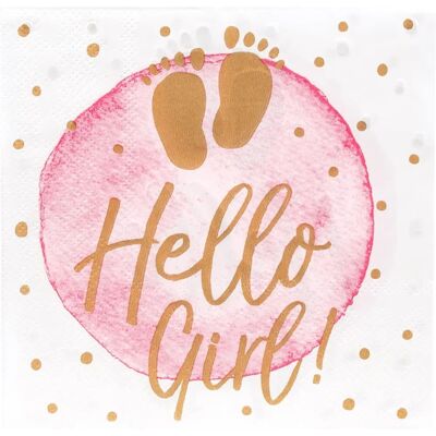 Serviettes en papier Hello Girl Rose et Or - Paper Towels - Publicité Serviettes en papier Hello Girl Rose et Or - Paper Towels - Publicité