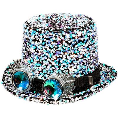 Boland Steampunk Ezüst flitteres kalap és szivárványos szemüveg - Kalap Boland Steampunk Ezüst flitteres kalap és szivárványos szemüveg - Kalap