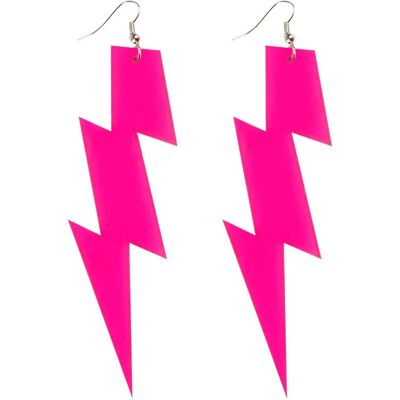 Brincos de relâmpago rosa neon Boland 64469 - Acessório de fantasia Brincos de relâmpago rosa neon Boland 64469 - Acessório de fantasia