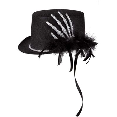 Cappello Alto Nero con Mano scheletro - Cappello Cappello Alto Nero con Mano scheletro - Cappello