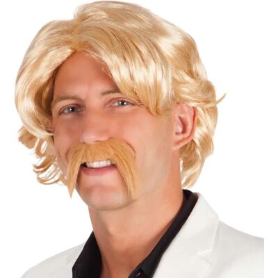 Boland 86336 Adult Blonde Wig with Mustache - Wig Boland 86336 Adult Blonde Wig with Mustache - Wig