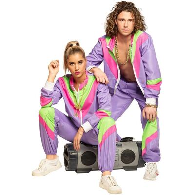Costume da jogging retrò viola/verdi/rosa - Uomo Small Costume da jogging retrò viola/verdi/rosa - Uomo Small