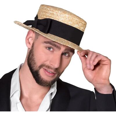 Sombrero de paja canotier - Talla adulta Sombrero de paja canotier - Talla adulta