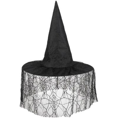 Boland 97002 Chapeau de sorcière noir avec voile d'araignée - Chapeau pour Halloween Boland 97002 Chapeau de sorcière noir avec voile d'araignée - Chapeau pour Halloween