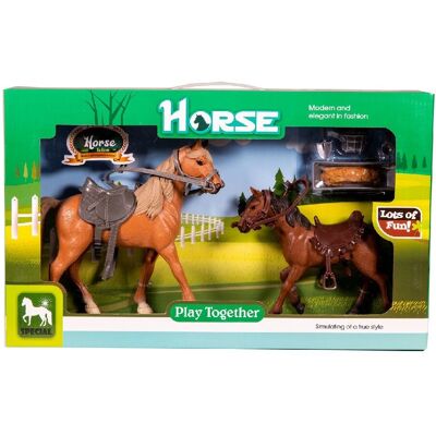 Van der Meulen 2006186 kinderfiguur - paard met veulen en accessoires Van der Meulen 2006186 kinderfiguur - paard met veulen en accessoires