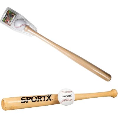 SportX Honkbal Set - Houten Knuppel & Bal voor Kinderen SportX Honkbal Set - Houten Knuppel & Bal voor Kinderen