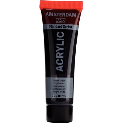 Royal Talens Amsterdam Oxide Black Acrylaatverf Tubes - Series, Maten, 20ml Royal Talens Amsterdam Oxide Black Acrylaatverf Tubes - Series, Maten, 20ml