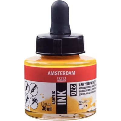 Encre acrylique Amsterdam Azo Jaune Foncé - Encre de dessin - Publicité Encre acrylique Amsterdam Azo Jaune Foncé - Encre de dessin - Publicité