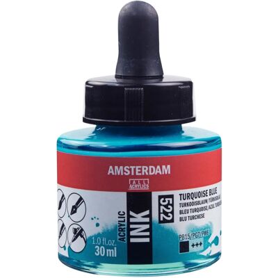 Encre acrylique Royal Talens Amsterdam - Bleu Turquoise - 30ml - Publicité Encre acrylique Royal Talens Amsterdam - Bleu Turquoise - 30ml - Publicité
