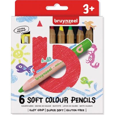 Bruynzeel Modell 60119006 Dicke Wachsmalstifte - 6 st Bruynzeel Modell 60119006 Dicke Wachsmalstifte - 6 st
