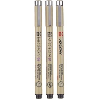 Sakura Micron Pennen Set - Fijn, Penseel, Waterdicht Sakura Micron Pennen Set - Fijn, Penseel, Waterdicht