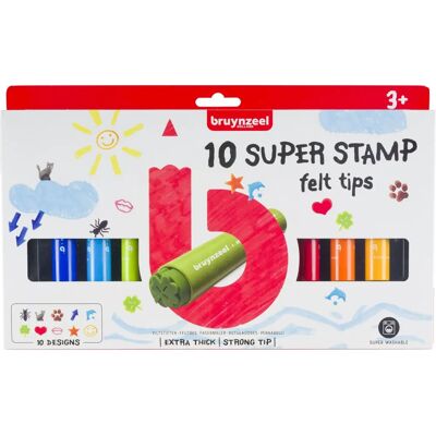 Bruynzeel Merk Super Stamp Viltstift - Multicolor - 10 stuks Bruynzeel Merk Super Stamp Viltstift - Multicolor - 10 stuks
