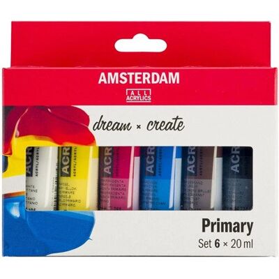 Conjunto de Cores Primárias Acrílicas Amsterdam - 6 peças Conjunto de Cores Primárias Acrílicas Amsterdam - 6 peças