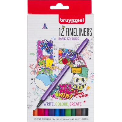 Bruynzeel Fineliner-Set - 12 Wasserbasierte Tinten-Fineliner für Notizen & Zeichnungen Bruynzeel Fineliner-Set - 12 Wasserbasierte Tinten-Fineliner für Notizen & Zeichnungen