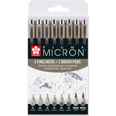 Sada Micron Fineliner šedých odstínů od Sakura - Nástroje pro kreslení a psaní Sada Micron Fineliner šedých odstínů od Sakura - Nástroje pro kreslení a psaní