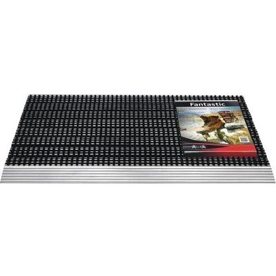 Tapis de porte avec bord en aluminium - Noir/Argent - Usage extérieur - Publicité Tapis de porte avec bord en aluminium - Noir/Argent - Usage extérieur - Publicité