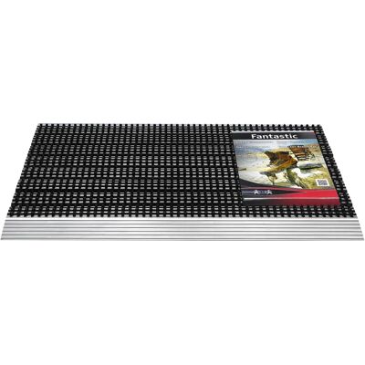 Tapis de porte avec bord en aluminium - Noir/Argent - Usage extérieur - Publicité Tapis de porte avec bord en aluminium - Noir/Argent - Usage extérieur - Publicité