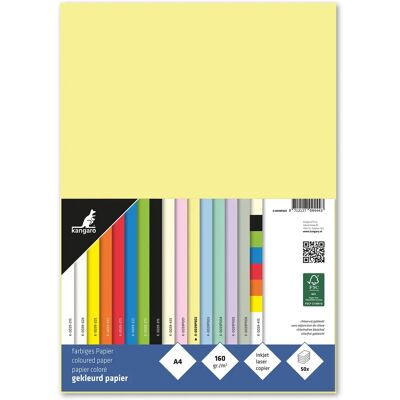 Kangaro K-0039P002 Set con 50 hojas de papel A4 amarillo pastel - Papel para impresora Kangaro K-0039P002 Set con 50 hojas de papel A4 amarillo pastel - Papel para impresora