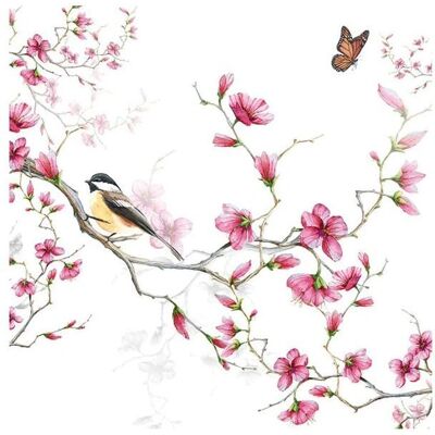 Serviettes en Papier Bird and Blossom Blanc 3 Plis - Serviettes - Publicité Serviettes en Papier Bird and Blossom Blanc 3 Plis - Serviettes - Publicité