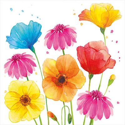 Serviettes Summer Flowers - 20 Pack, 3 Couches, 16.5cm x 16.5cm - Publicité Serviettes Summer Flowers - 20 Pack, 3 Couches, 16.5cm x 16.5cm - Publicité