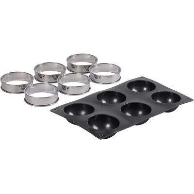 Patisse Rvs Taartringen & Siliconen Halfbolvormen Set Patisse Rvs Taartringen & Siliconen Halfbolvormen Set