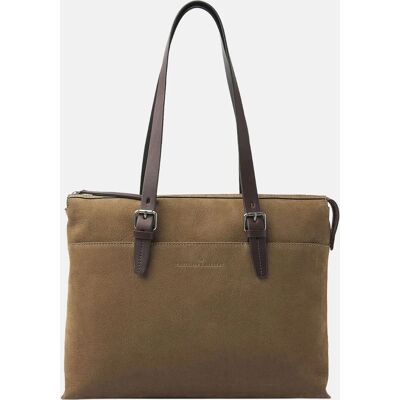 Castelijn & Beerens Nubuck Schoudertas - Leer - 15 inch RFID Taupe Castelijn & Beerens Nubuck Schoudertas - Leer - 15 inch RFID Taupe