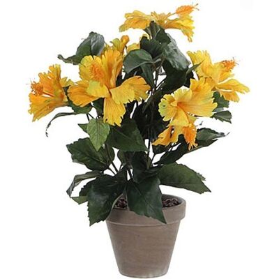 Mica Decorations Hibiscus Kunstplant - H40cm - Geel Mica Decorations Hibiscus Kunstplant - H40cm - Geel